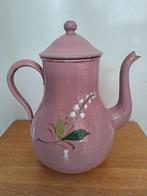 Metalen theepot/ koffiepot, geëmailleerd, roze, Antiek en Kunst, Curiosa en Brocante, Ophalen