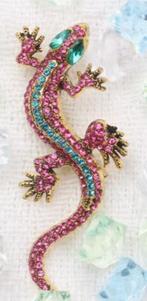 broche hagedis met  roze strass, Verzenden, Nieuw, Roze, Overige materialen