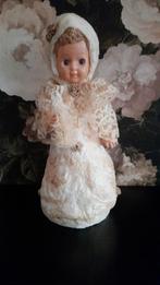 Prachtig grote brocante wattenpop wintermeisje met kerstboom, Ophalen of Verzenden