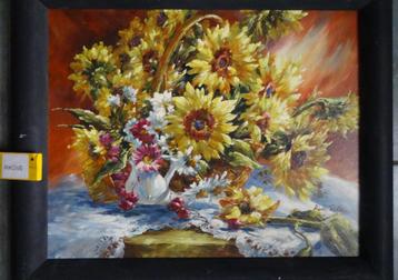 ZONNEBLOEMEN! OLIEVERF * VROLIJKE KUNST * In Lijst * beschikbaar voor biedingen