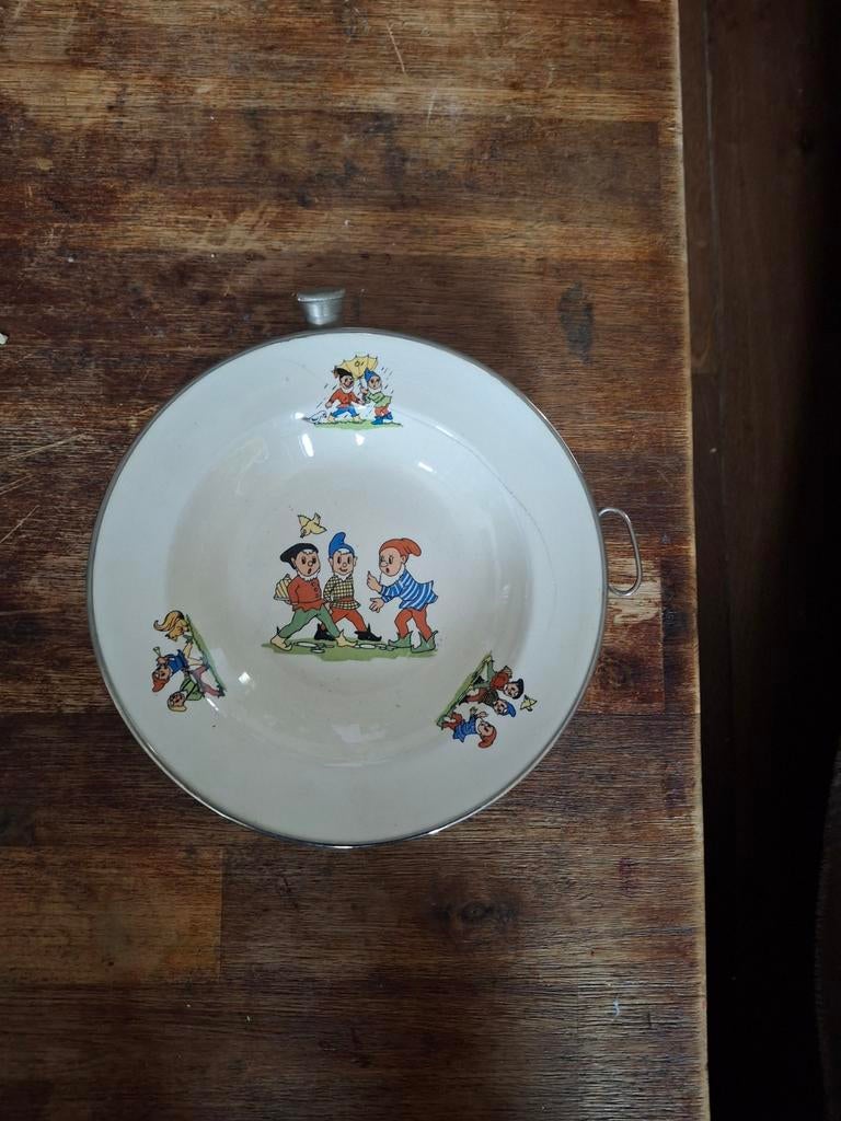 Vintage Emaille Kinderschaal met Leuke Figuren, Ophalen of Verzenden