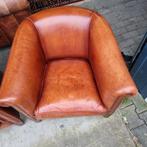 Chesterfield Bendic kuip stoel fauteuil cognac leer BEZORGD, Gebruikt, Chesterfield, Ophalen of Verzenden, 75 tot 100 cm