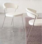Calligaris leren stoelen - set van 4, Gebruikt, Wit, Leer, Ophalen of Verzenden