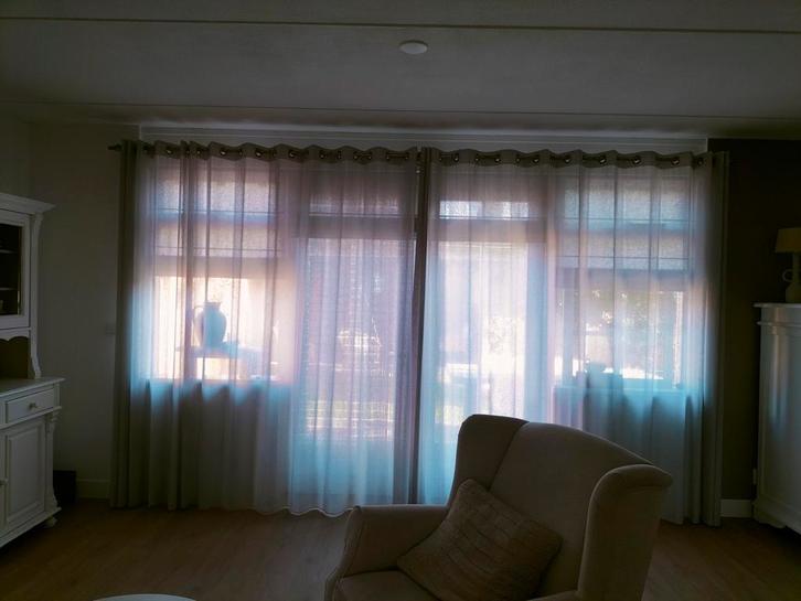 Linnen look overgordijn lichtgrijs, Huis en Inrichting, Stoffering | Gordijnen en Lamellen, Zo goed als nieuw, 200 cm of meer