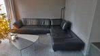Hoekbank zwart leer, Ophalen, 250 tot 300 cm, Gebruikt, Hoekbank