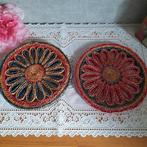 2 Retro vintage raffia pannen onderzetters ( b), Ophalen of Verzenden