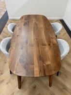 Walnoten tafel icm 4 stoelen, deens ovaal, notenhout, Ophalen, Overige materialen, 100 tot 150 cm, Overige vormen