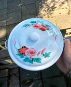 Vintage Emaille Dekschaal met Bloemen 🌺🌸, Antiek en Kunst, Antiek | Emaille, Ophalen of Verzenden