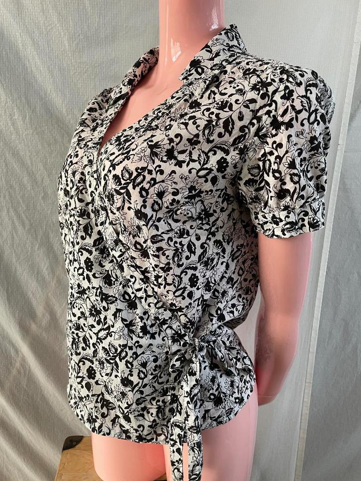 Zwarte dames Top, wikkel, maat 38. C&A. 100% katoen, Kleding | Dames, Blouses en Tunieken, Zo goed als nieuw, Maat 38/40 (M), Zwart