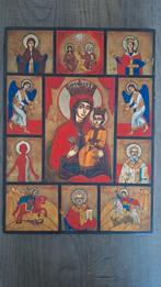 Tempera Icoon, Moeder Gods met roos, Ophalen of Verzenden