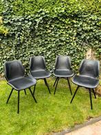 4 Zwarte Leather Look Eetkamerstoelen zgan, Huis en Inrichting, Ophalen, Gebruikt, Zwart, Leer