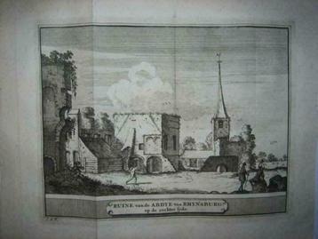 47  / Rijnsburg Ruïne van de Abdij   Kopergravure 1736 beschikbaar voor biedingen