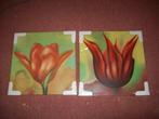 2 Schilderijen met Tulpen vierkant  40 x 40 cm, Nieuw, Ophalen of Verzenden, Schilderij, 50 tot 75 cm