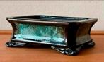 Bonsai schaal handgemaakt zwart-turquoise 9,8x7,8x3,6, Tuin en Terras, Nieuw, Ophalen of Verzenden, Aardewerk, Rechthoekig