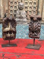 India oude console voet Indiase ornament houtsnijwerk pauw, Huis en Inrichting, Woonaccessoires | Overige, Verburgt Vintage, Nieuw