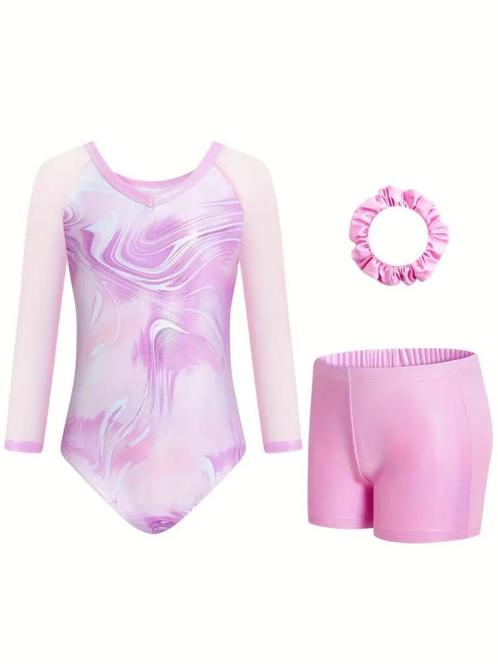 Turnpakje + turnbroekje roze wit 116 122 128 134 140 146 152, Sport en Fitness, Turnen, Nieuw, Turnpak(je), Roze, Ophalen of Verzenden