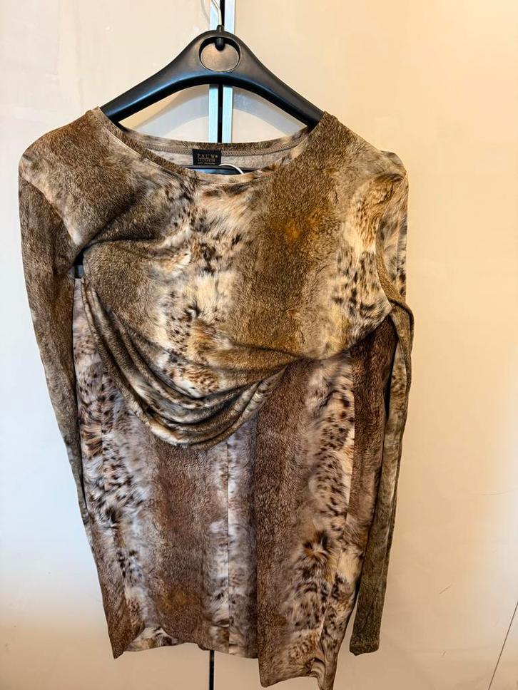 Pauw Rok & Shirt Set Maat 2 - Winter Print, Kleding | Dames, Jurken, Zo goed als nieuw, Maat 38/40 (M), Bruin, Knielengte, Ophalen of Verzenden