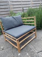 Super leuk lage lounge hoekstoel bamboe met kussens, Ophalen, Zo goed als nieuw, Rotan