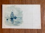 Tegelpatroon met zeilschip in de branding. Ongelopen., Verzamelen, Scheepvaart, Ophalen of Verzenden, Zeilboot, Kaart, Foto of Prent