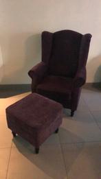 Paarse fauteuil incl hocker, Huis en Inrichting, Fauteuils, Ophalen, Gebruikt, 75 tot 100 cm, 75 tot 100 cm