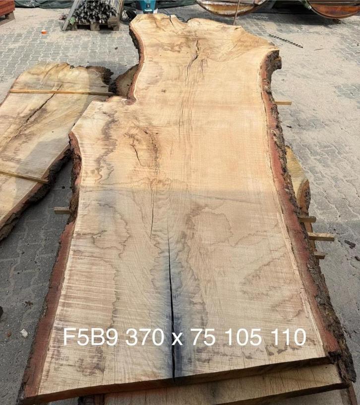 Eiken schaaldeel, massief, tuintafel , natuurkant, unikaat, Tuin en Terras, Tuintafels, Nieuw, Rechthoekig, Hout, Ophalen of Verzenden