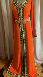 Marokkaanse Jurk takshita oranje/goud M/L/XL, Ophalen, Maat 42/44 (L), Oranje, Zo goed als nieuw