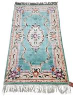 Handmade oriental silk Aubusson carpet turquoise 93x153cm