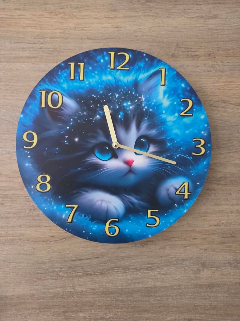 Te koop katten klok zie foto, Ophalen, Gebruikt, Wandklok