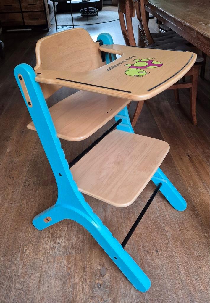 Dapper kinderstoel, blauw, Kinderen en Baby's, Kinderstoelen, Gebruikt, Meegroeistoel, Aanschuifbaar, Afneembaar eetblad, Ophalen