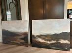 2 Canvas schilderije landschap 120x100cm, Antiek en Kunst, Ophalen