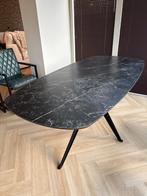 Eettafel Deens ovaal marmerlook blad, Huis en Inrichting, Tafels | Eettafels, Ophalen, Overige materialen, Gebruikt, 50 tot 100 cm