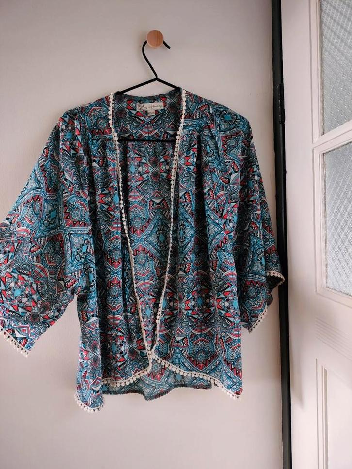 Bella Ragazza XXS/XS - kimono blauw, roze, Kleding | Dames, Blouses en Tunieken, Zo goed als nieuw, Maat 34 (XS) of kleiner, Blauw