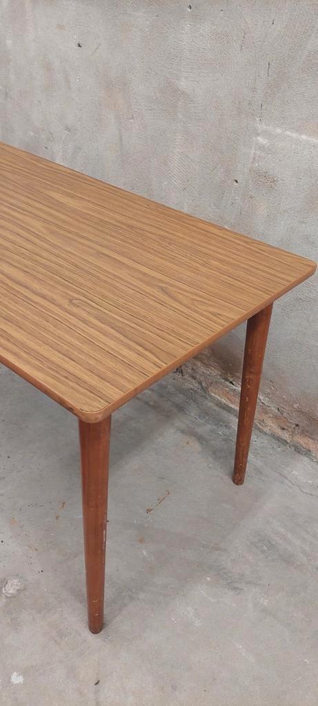 Vintage eetkamertafel tafel Deens fineer teak, Huis en Inrichting, Tafels | Eettafels, Gebruikt, 50 tot 100 cm, 100 tot 150 cm