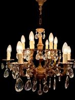 Antieke Rococo kristallen bronzen kroonluchter, Ophalen of Verzenden, Zo goed als nieuw, Glas, Antiek rococo louis XV design