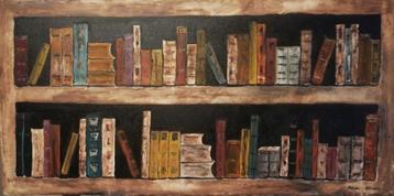 Schilderij boeken, olieverf op doek, nieuw. beschikbaar voor biedingen