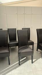 Mooie set van 6 donkerbruine kunstleren eetkamerstoelen., Ophalen, Zo goed als nieuw, Bruin, Vier