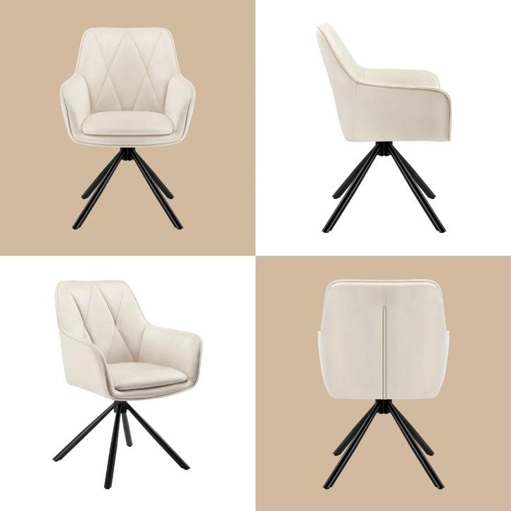 Eetkamerstoelen - 2 Stuks - Scandinavische Stijl - Beige, Huis en Inrichting, Stoelen, Nieuw, Twee, Metaal, Overige materialen