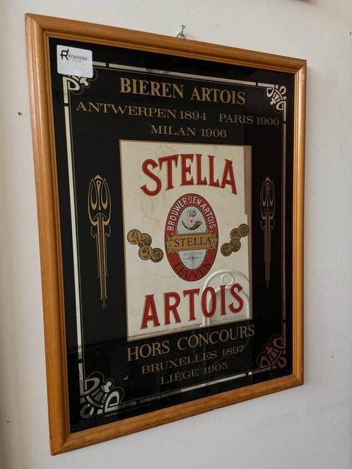 Stella artois vintage spiegel design antiek decoratie cafe, Antiek en Kunst, Antiek | Spiegels, Minder dan 100 cm, Ophalen
