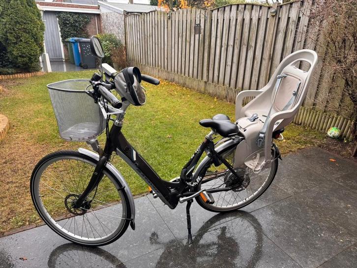 Batavus SR6 E-bike met kinderzitje en dubbel slot, Fietsen en Brommers, Elektrische fietsen, Gebruikt, Batavus, 51 tot 55 cm, 50 km per accu of meer