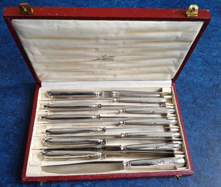 12 Franse tafelmessen dinermessen antiek 800 zilver, Antiek en Kunst, Antiek | Bestek, Ophalen of Verzenden