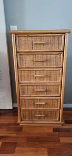 Vintage rotan en houten ladekast jaren '70, Huis en Inrichting, Kasten | Ladekasten, Ophalen, 5 laden of meer, 50 tot 100 cm, Zo goed als nieuw