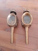 Te koop 2 koets lampen koper / messing paardenliefhebbers, Ophalen
