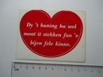 sticker Friesland spreuk hart love retro frys, Verzamelen, Stickers, Overige typen, Zo goed als nieuw, Verzenden