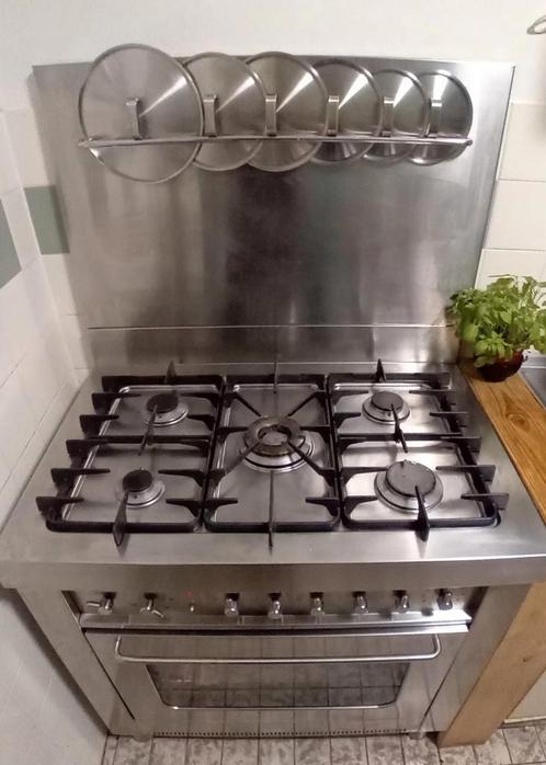 solitaire gasfornuis met oven, Witgoed en Apparatuur, Fornuizen, Gebruikt, Vrijstaand, Gas, 5 kookzones of meer, 90 tot 95 cm
