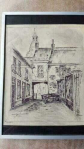 Tekening a. Grevelt den bosch snijdersplein 1959, Antiek en Kunst, Kunst | Tekeningen en Foto's, Ophalen