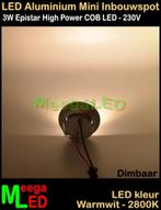 LED MINI Inbouwspot Plafondspot COB 3W warmwit - M10 Dimbaar, LEDinbouwspot, Led, Metaal of Aluminium, Nieuw