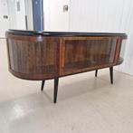 Vitrinekast dressoir jaren 50 60 gerestaureerde, Huis en Inrichting, Kasten | Dressoirs, Gebruikt, Ntp, 50 tot 100 cm, Glas