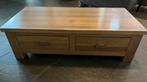 Salontafel eikenhout met 2 lades model Quint., Ophalen, 100 tot 150 cm, Eikenhout, 50 tot 100 cm