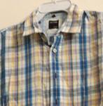 als Nieuw Olymp Overhemd korte mauwen Blauw ruit Wit 42 L, Blauw, Ophalen of Verzenden, Zo goed als nieuw, Halswijdte 41/42 (L)