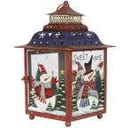 Kerstdecoratie Windlicht / Lantaarn Metaal Rood-Blauw OP=OP!, Huis en Inrichting, Woonaccessoires | Kandelaars en Kaarsen, Nieuw